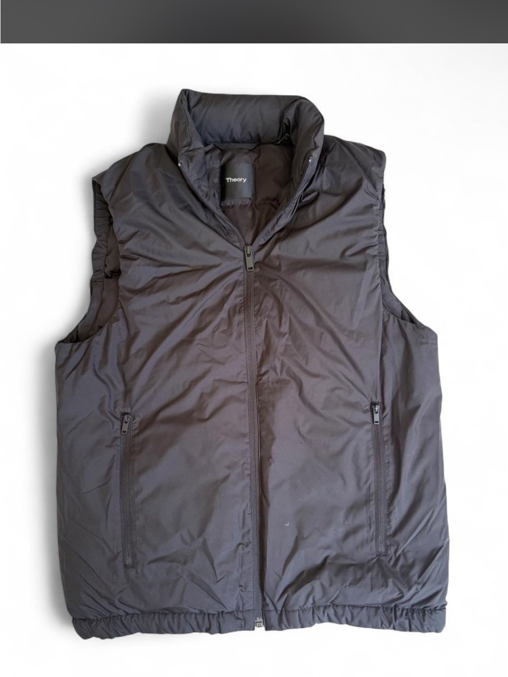 Theory Men's Black Quilted Zip-Front Vest